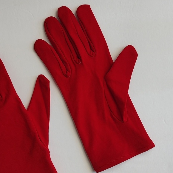 New Red Short Bridgerton Gloves Stretchy Sz Medium - Large - Picture 3 of 3